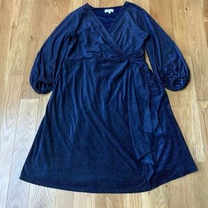 Midnight blue faux wrap dress Signature by Robbie bee